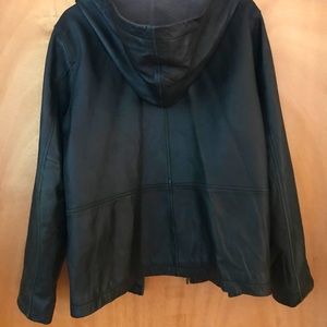 Gap Leather Jacket w/ Hood size XL